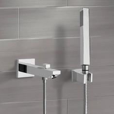 Chrome Wall Mounted Tub Spout Kit with Hand Shower